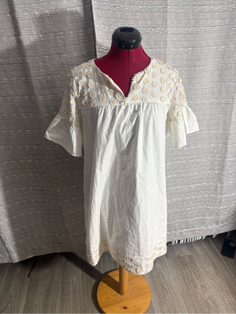 White Embroidered Cotton Tunic Dress